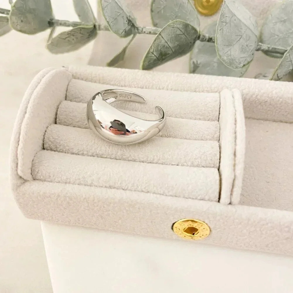 925 Sterling Silver Dome Ring Chunky Ring Thumb Ring Thick Ring Boho Ring - Picture 5 of 8